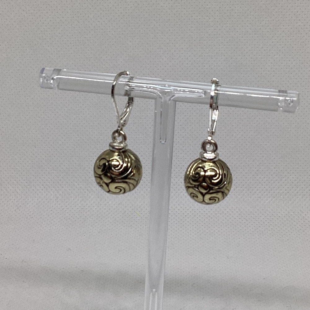 Silver Tone and Gold Tone Dangle Ball Earrings